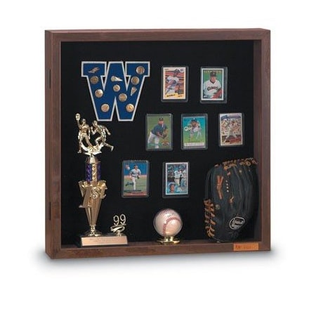 United Visual Products Wood Framed 4" Display Case, 24"x24", Ligh, UVMCS2424-LTOAK-BLACK UVMCS2424-LTOAK-BLACK